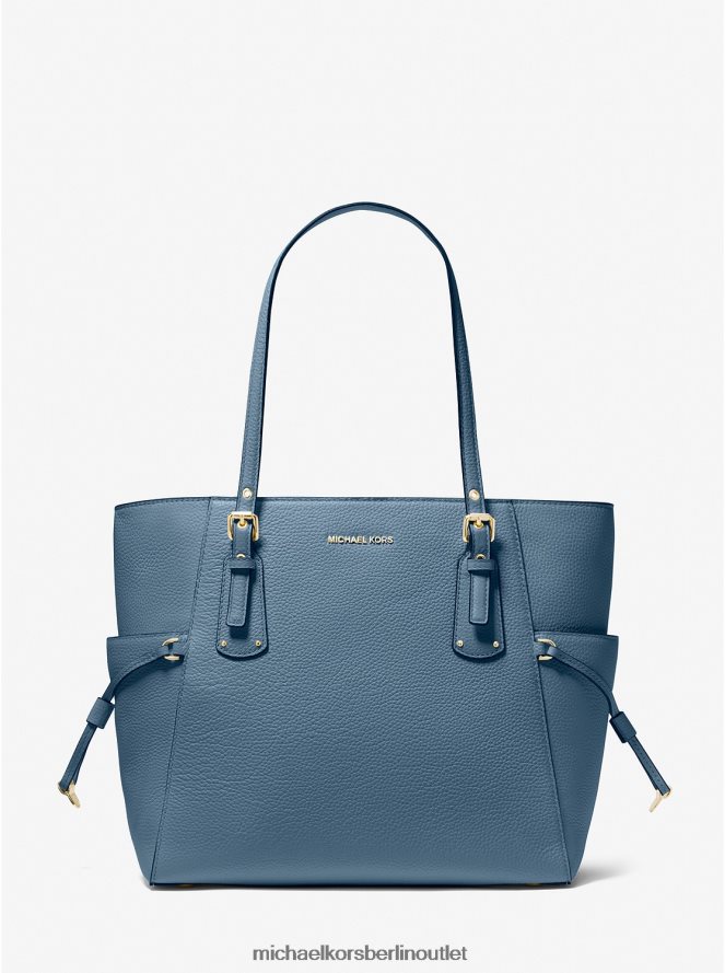 Zubehör de Michael Kors Frauen Kleine Voyager-Einkaufstasche aus gekrispeltem Leder Dunkles Chambray 404V221065