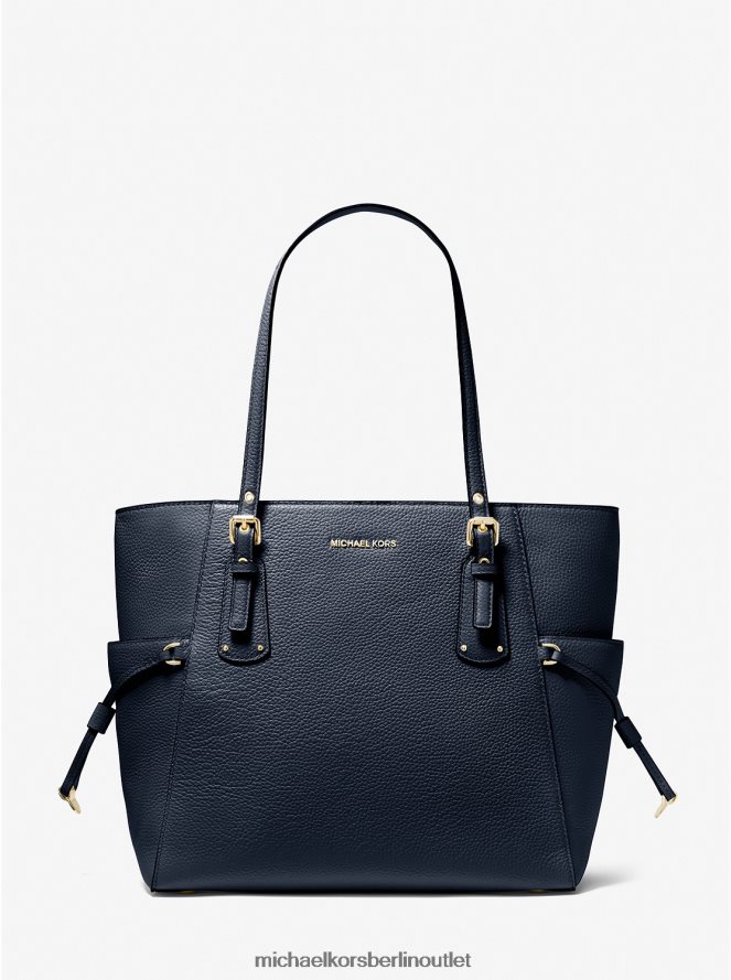 Zubehör de Michael Kors Frauen Kleine Voyager-Einkaufstasche aus gekrispeltem Leder Marine 404V221144
