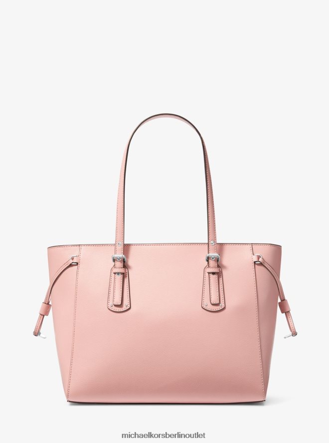 Zubehör de Michael Kors Frauen Mittelgroße Voyager-Einkaufstasche aus quer genarbtem Leder Rosa 404V221035