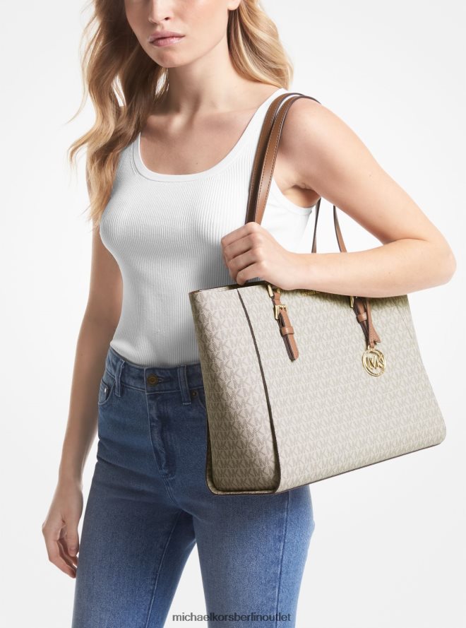 Zubehör de Michael Kors Frauen Sally große 2-in-1-Tragetasche aus Logo und Kunstleder Vanille/Eichel 404V221124