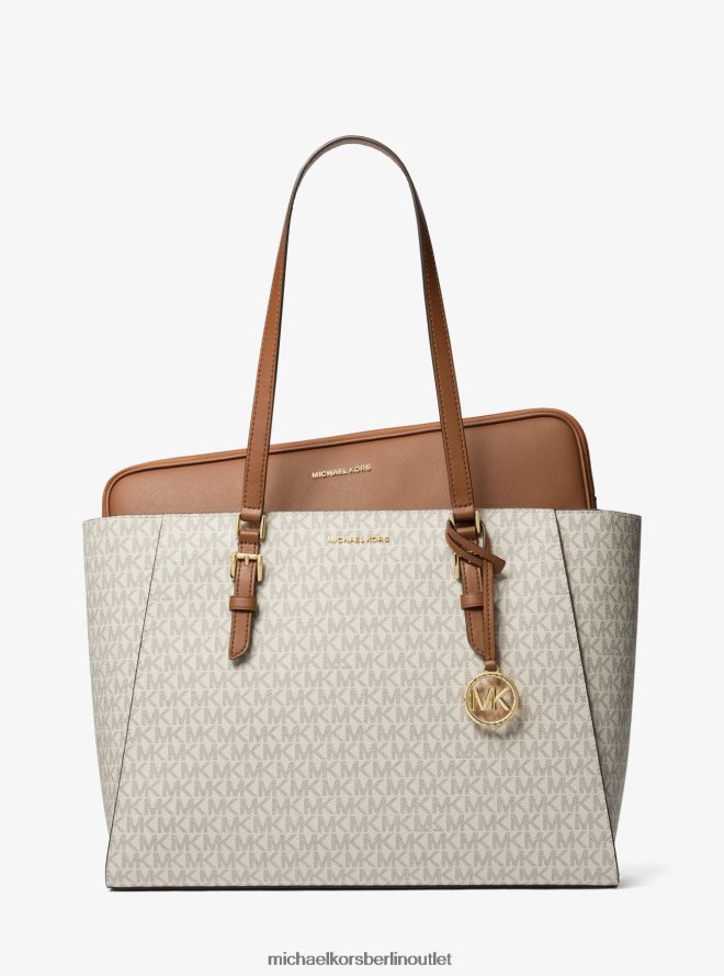 Zubehör de Michael Kors Frauen Sally große 2-in-1-Tragetasche aus Logo und Kunstleder Vanille/Eichel 404V221124