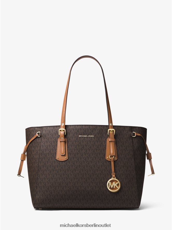 Zubehör de Michael Kors Frauen Voyager mittelgroße Tragetasche mit Logo braun 404V221049