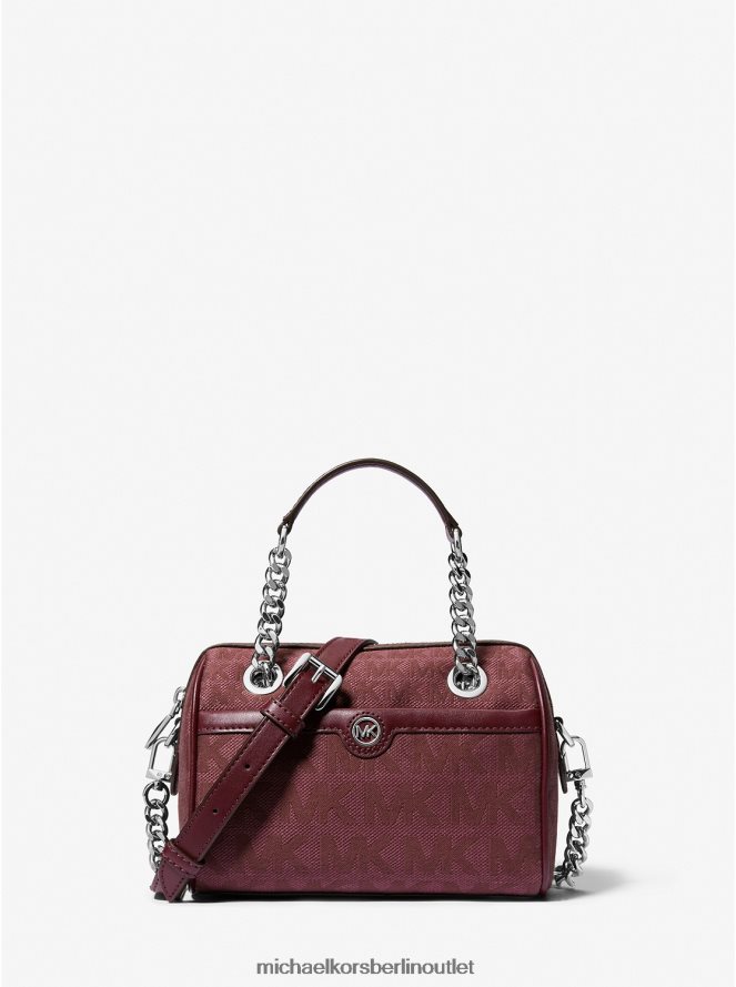 Zubehör de Michael Kors Frauen Blaire extrakleine Umhängetasche aus Jacquard-Jacquard mit Logo Merlot 404V22942