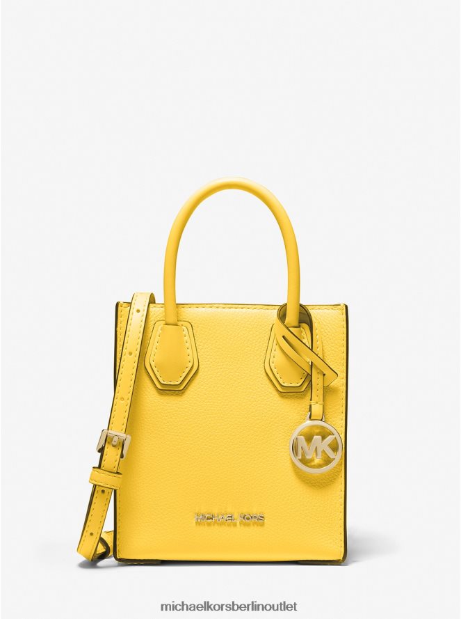 Zubehör de Michael Kors Frauen Extra kleine Umhängetasche aus gekrispeltem Leder von Mercer Narzisse 404V221020