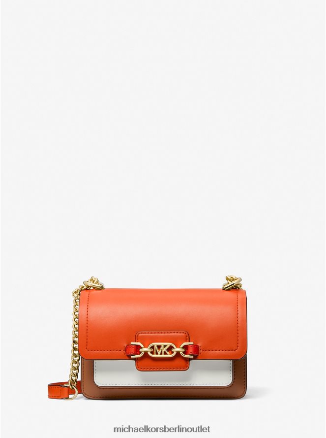 Zubehör de Michael Kors Frauen Extra kleine Umhängetasche aus meliertem Leder in Colour-Block-Optik optisches Orange Multi 404V22717