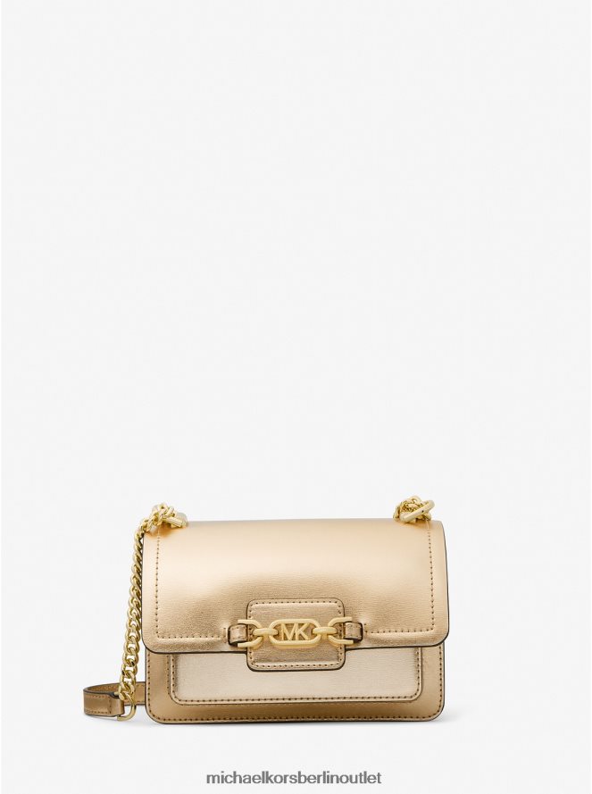 Zubehör de Michael Kors Frauen Extra kleine Umhängetasche aus meliertem Metallic-Leder Weißgold 404V22714