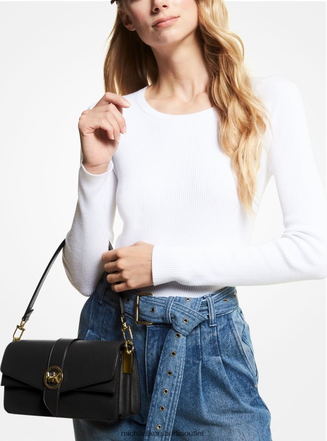 Zubehör de Michael Kors Frauen Greenwich mittelgroße Umhängetasche aus Saffiano-Leder Schwarz 404V22927