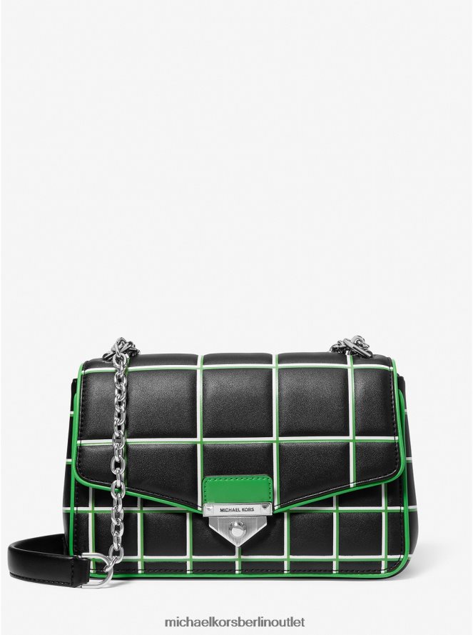 Zubehör de Michael Kors Frauen Große Soho-Umhängetasche aus gestepptem Kunstleder mit Kontrastbesatz Palmenmulti 404V22826