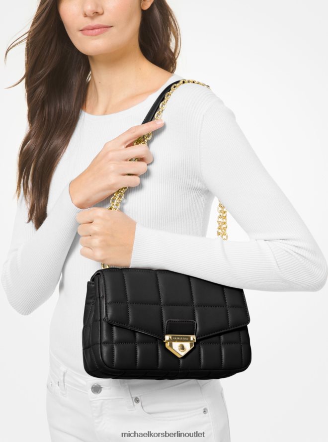 Zubehör de Michael Kors Frauen Große Soho-Umhängetasche aus gestepptem Leder Schwarz 404V221000