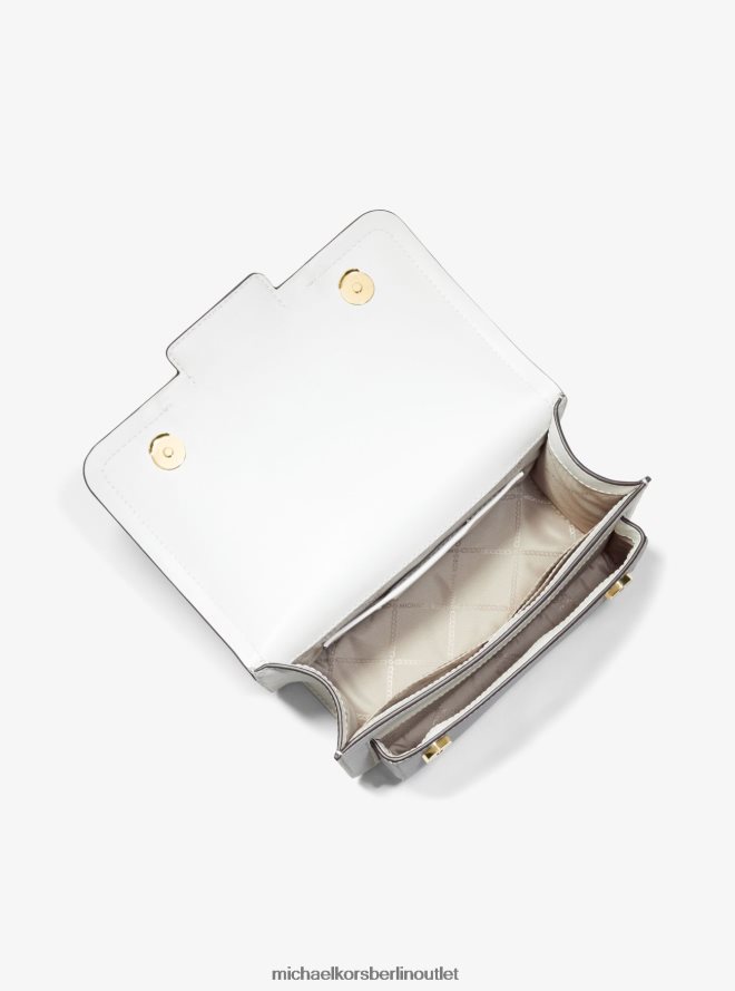 Zubehör de Michael Kors Frauen Große Umhängetasche aus Leder in Heidekraut Optik weiß 404V22841