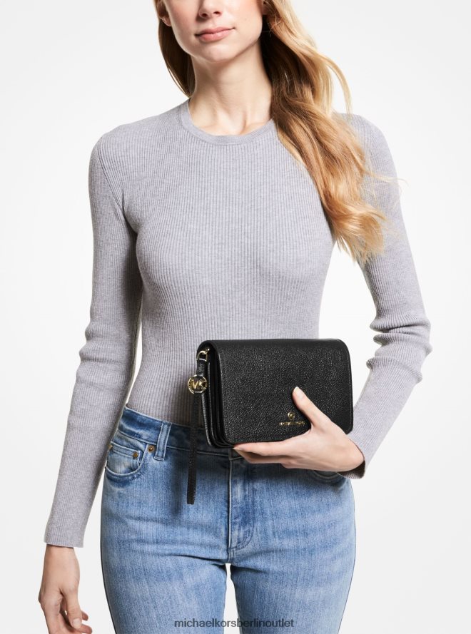 Zubehör de Michael Kors Frauen Große Umhängetasche aus gekrispeltem Leder von Jet Set Schwarz 404V22763