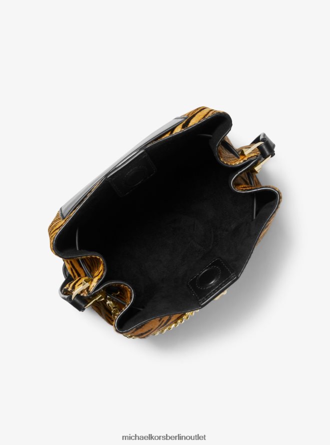 Zubehör de Michael Kors Frauen Hamilton Legacy mittelgroße Umhängetasche aus Kalbshaar mit Tigermuster Ringelblume 404V22920