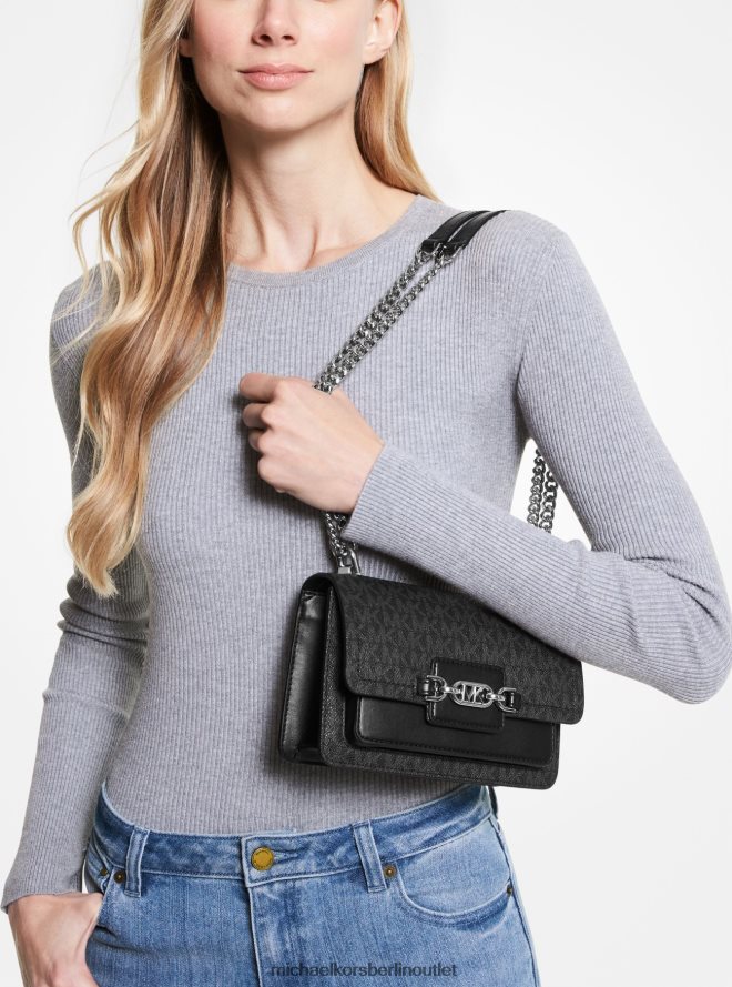 Zubehör de Michael Kors Frauen Heather extrakleine Umhängetasche mit Logo Schwarz 404V22950