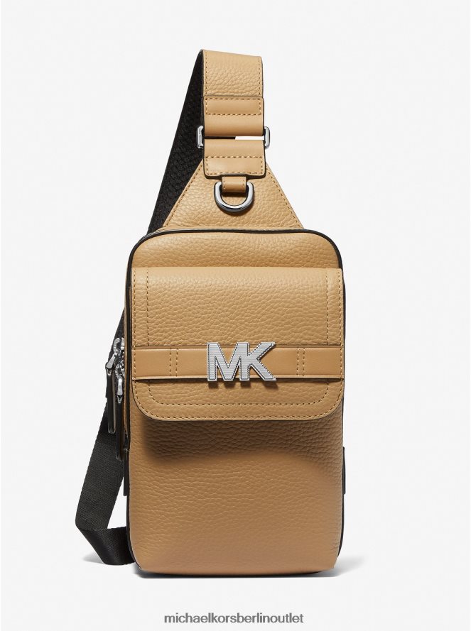 Zubehör de Michael Kors Frauen Hudson-Schultertasche aus genarbtem Leder Kamel 404V22798