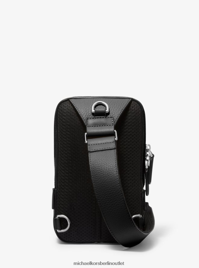 Zubehör de Michael Kors Frauen Hudson-Schultertasche aus genarbtem Leder Schwarz 404V22800