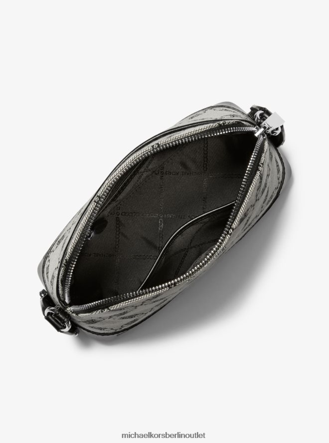 Zubehör de Michael Kors Frauen Jet Set große Umhängetasche mit Jacquard-Kuppel und Empire-Logo natur/schwarz 404V22846