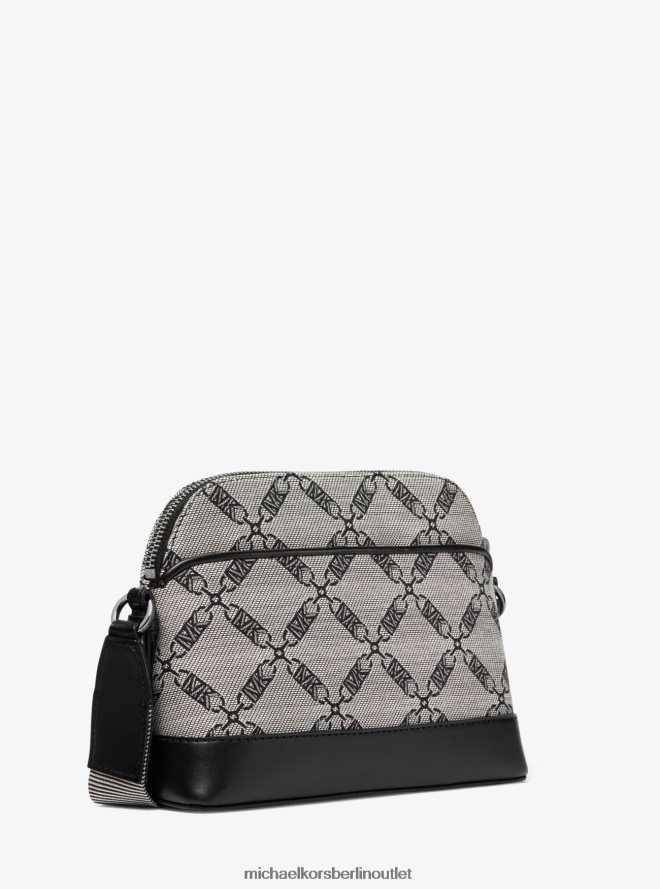 Zubehör de Michael Kors Frauen Jet Set große Umhängetasche mit Jacquard-Kuppel und Empire-Logo natur/schwarz 404V22846