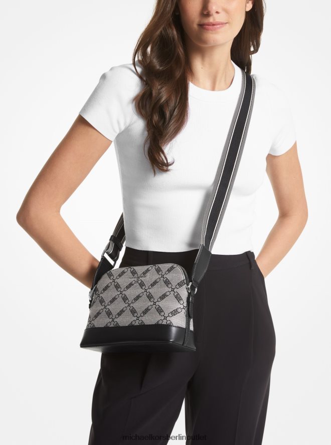 Zubehör de Michael Kors Frauen Jet Set große Umhängetasche mit Jacquard-Kuppel und Empire-Logo natur/schwarz 404V22846