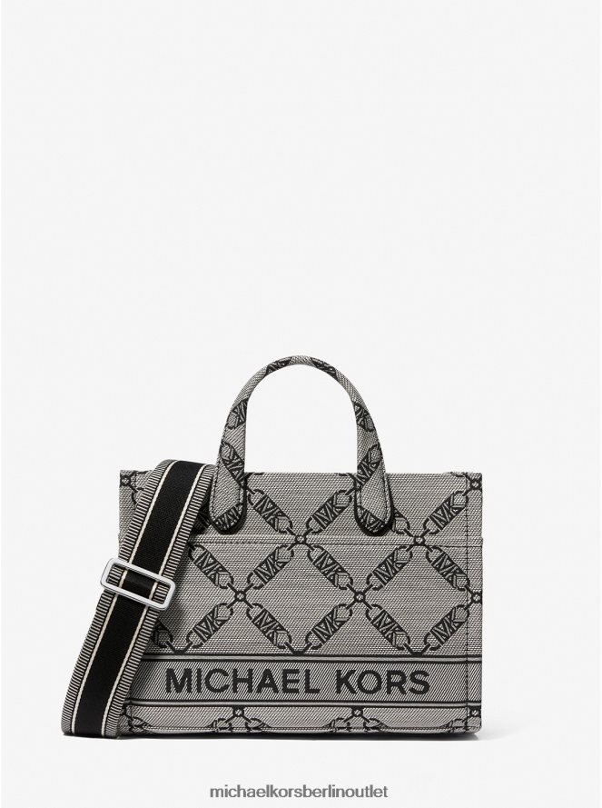 Zubehör de Michael Kors Frauen Kleine Gigi-Umhängetasche aus Jacquard mit Empire-Logo natur/schwarz 404V22852