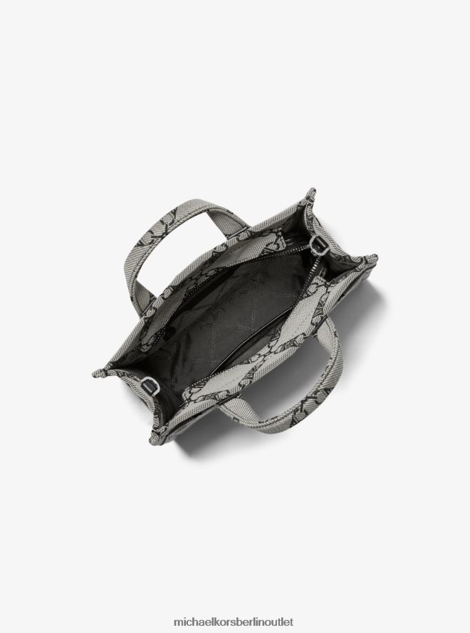 Zubehör de Michael Kors Frauen Kleine Gigi-Umhängetasche aus Jacquard mit Empire-Logo natur/schwarz 404V22852