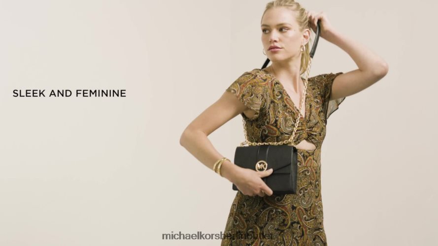 Zubehör de Michael Kors Frauen Kleine Greenwich-Umhängetasche aus Saffiano-Leder Schwarz 404V22970