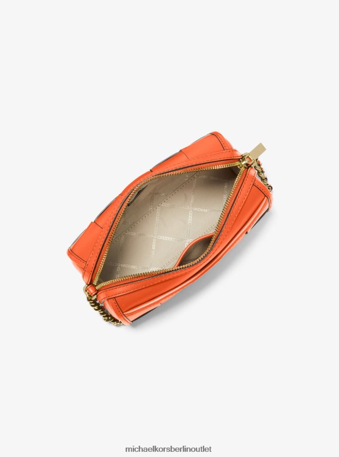 Zubehör de Michael Kors Frauen Kleine Umhängetasche „Jet Set“ aus gewebtem Leder optisches Orange 404V22879
