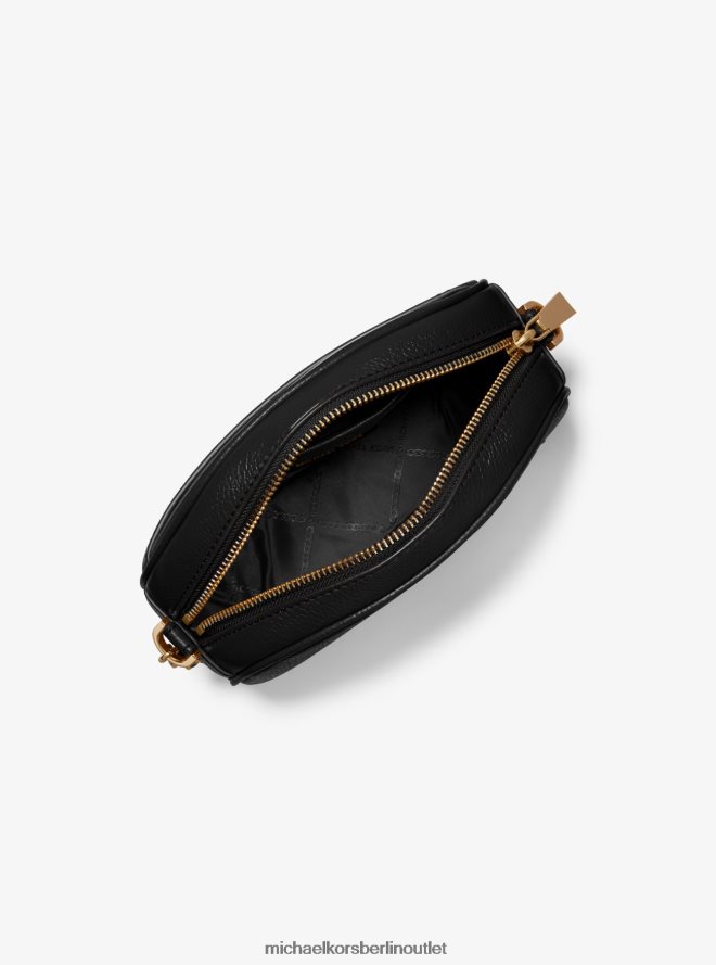 Zubehör de Michael Kors Frauen Kleine Umhängetasche aus genarbtem Leder mit Jet-Set-Charm Schwarz 404V22666