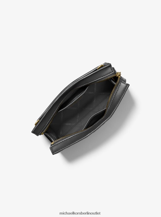 Zubehör de Michael Kors Frauen Mittelgroße Umhängetasche „Valerie“ aus gekrispeltem Leder Schwarz 404V22915