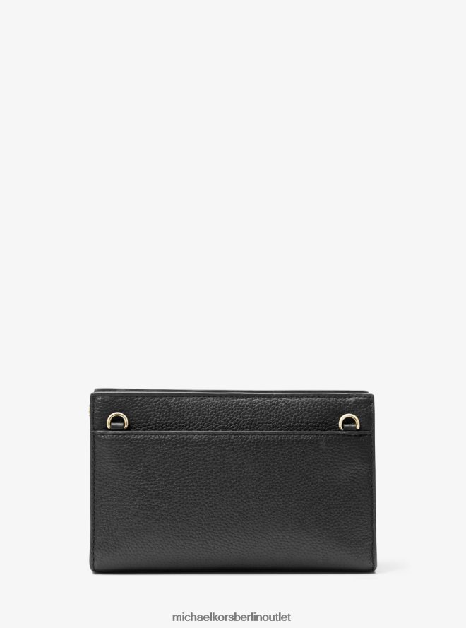 Zubehör de Michael Kors Frauen Mittelgroße Umhängetasche „Valerie“ aus gekrispeltem Leder Schwarz 404V22915