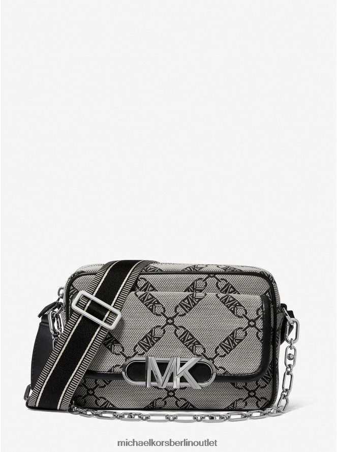Zubehör de Michael Kors Frauen Parker mittelgroße Umhängetasche aus Jacquard mit Empire-Logo natur/schwarz 404V22842