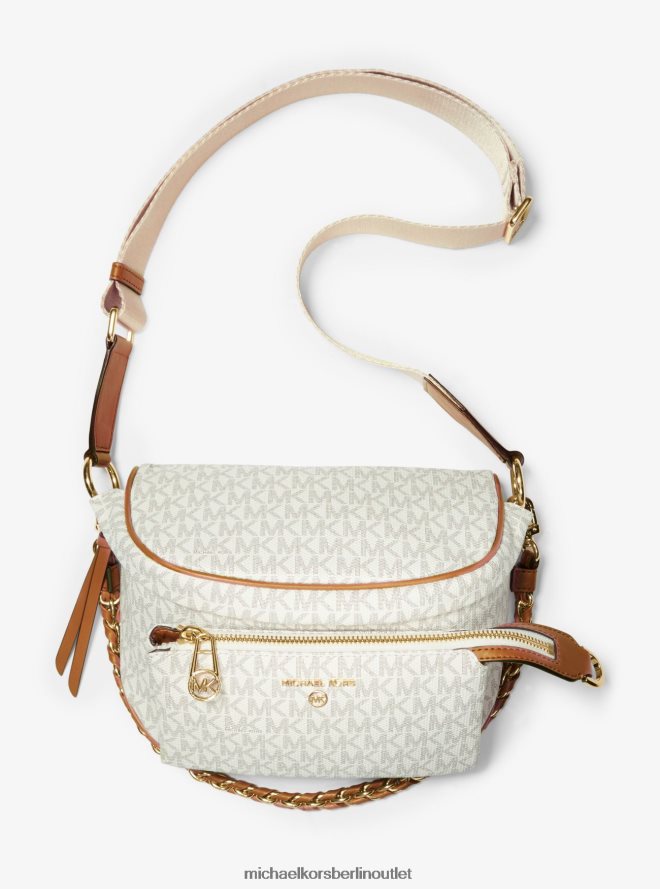 Zubehör de Michael Kors Frauen Slater-Schultertasche mit mittlerem Logo Vanille/Eichel 404V22960