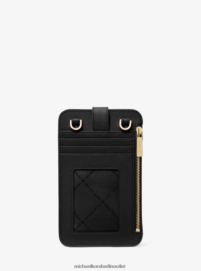 Zubehör de Michael Kors Frauen Smartphone-Umhängetasche aus Saffiano-Leder Schwarz 404V22880