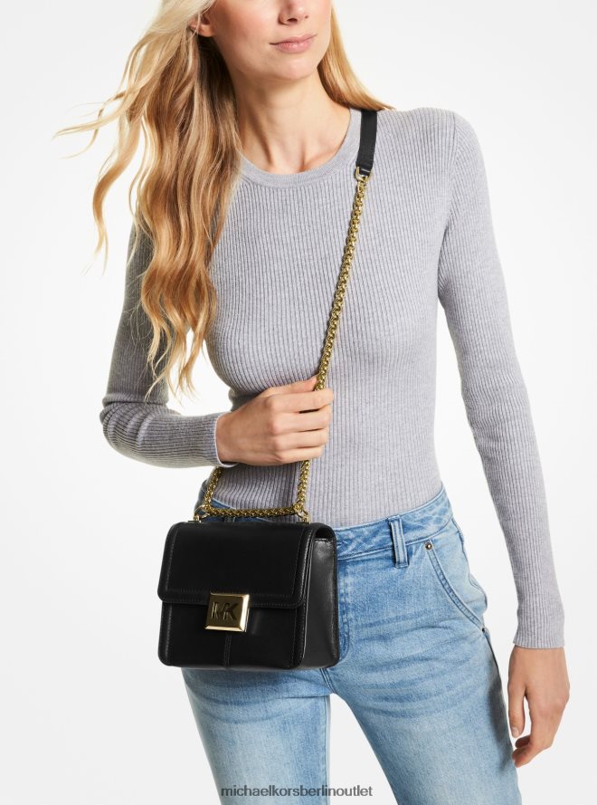 Zubehör de Michael Kors Frauen Sonia kleine Umhängetasche aus Leder Schwarz 404V221009