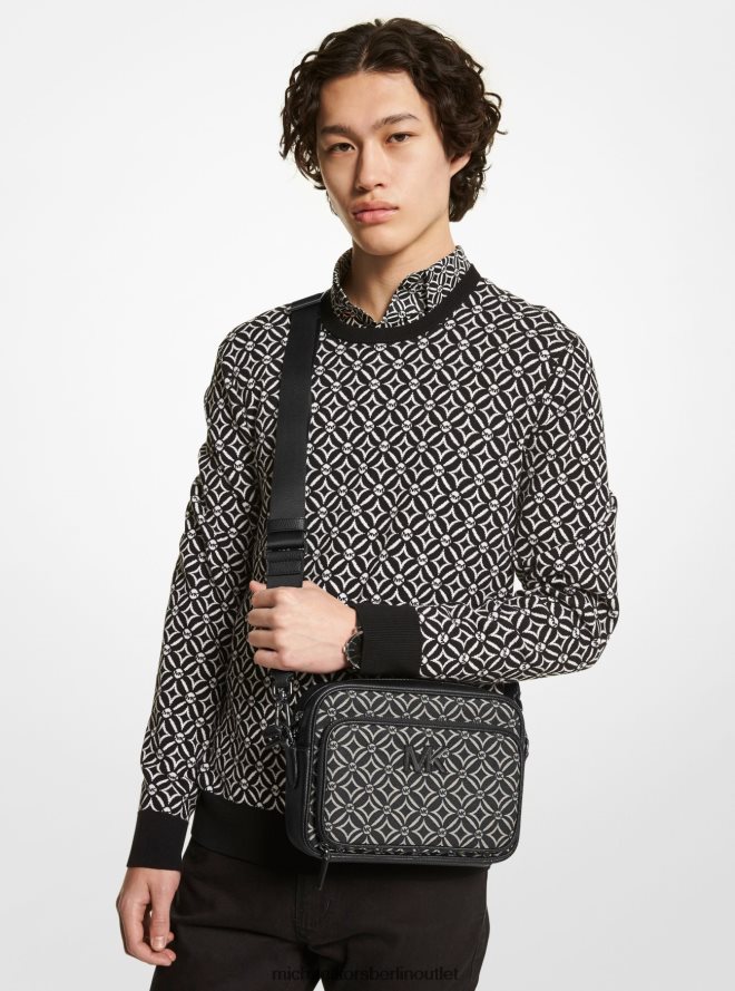 Zubehör de Michael Kors Frauen Umhängetasche aus Jacquard mit Hudson-Logo schwarz/hellcreme 404V22818