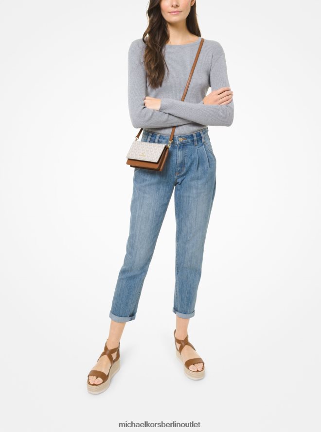 Zubehör de Michael Kors Frauen Umwandelbare Umhängetasche für Smartphones mit kleinem Jet-Set-Logo Vanille/Eichel 404V22757