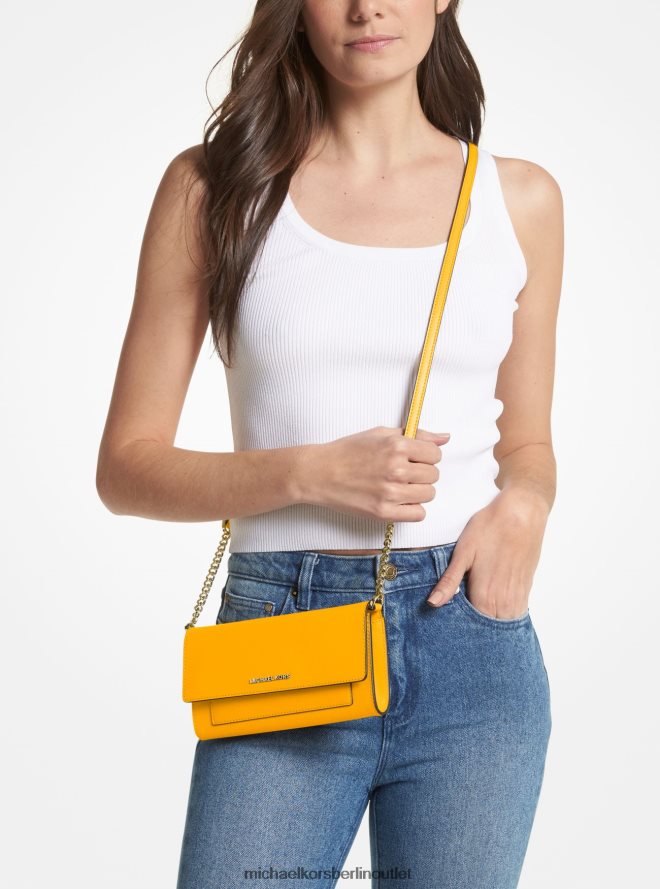 Zubehör de Michael Kors Frauen Wandelbare 2-in-1-Umhängetasche aus mittelgroßem Jet-Set-Saffiano-Leder Sonne 404V22728