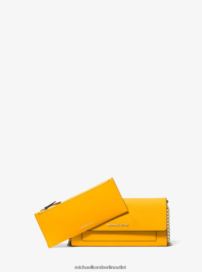 Zubehör de Michael Kors Frauen Wandelbare 2-in-1-Umhängetasche aus mittelgroßem Jet-Set-Saffiano-Leder Sonne 404V22728