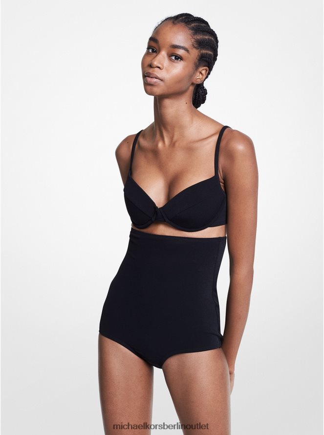 Kleidung de Michael Kors Frauen Kollektion aus Stretch-Crêpe-BH und Slip-Bikini-Set Schwarz 404V223734
