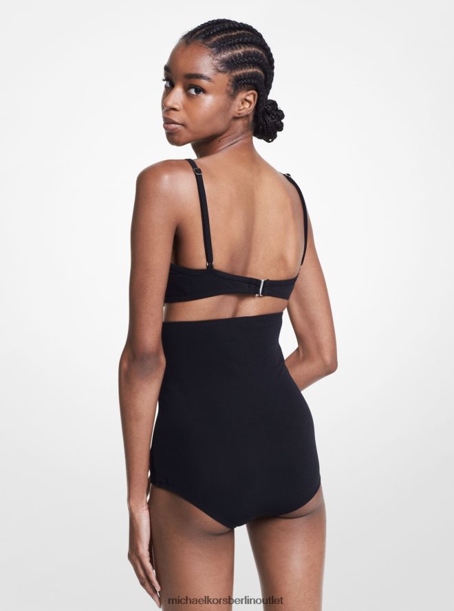 Kleidung de Michael Kors Frauen Kollektion aus Stretch-Crêpe-BH und Slip-Bikini-Set Schwarz 404V223734