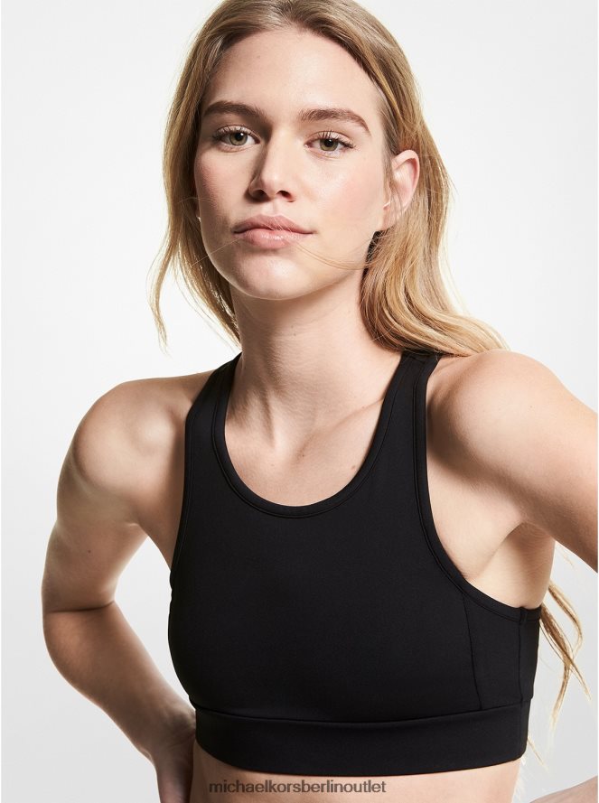 Kleidung de Michael Kors Frauen Sport-BH mit Racerback aus Nylonmischung Schwarz 404V22632