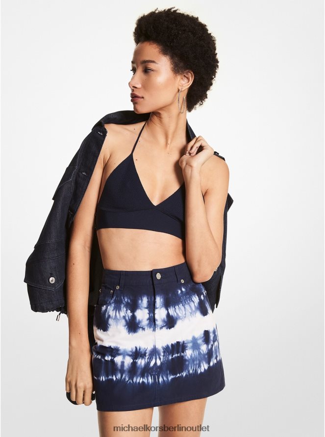 Kleidung de Michael Kors Frauen Geripptes BH-Oberteil aus Stretch-Viskosemischung Mitternachtsblau 404V22450