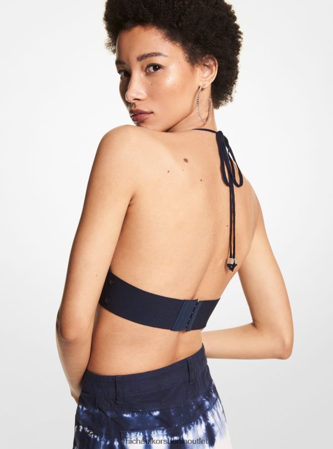 Kleidung de Michael Kors Frauen Geripptes BH-Oberteil aus Stretch-Viskosemischung Mitternachtsblau 404V22450