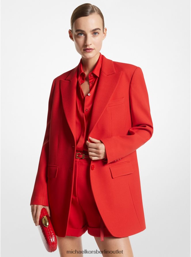 Kleidung de Michael Kors Frauen Boyfriend-Blazer aus Doppelkrepp-Zobel-Kollektion Mohn 404V223494