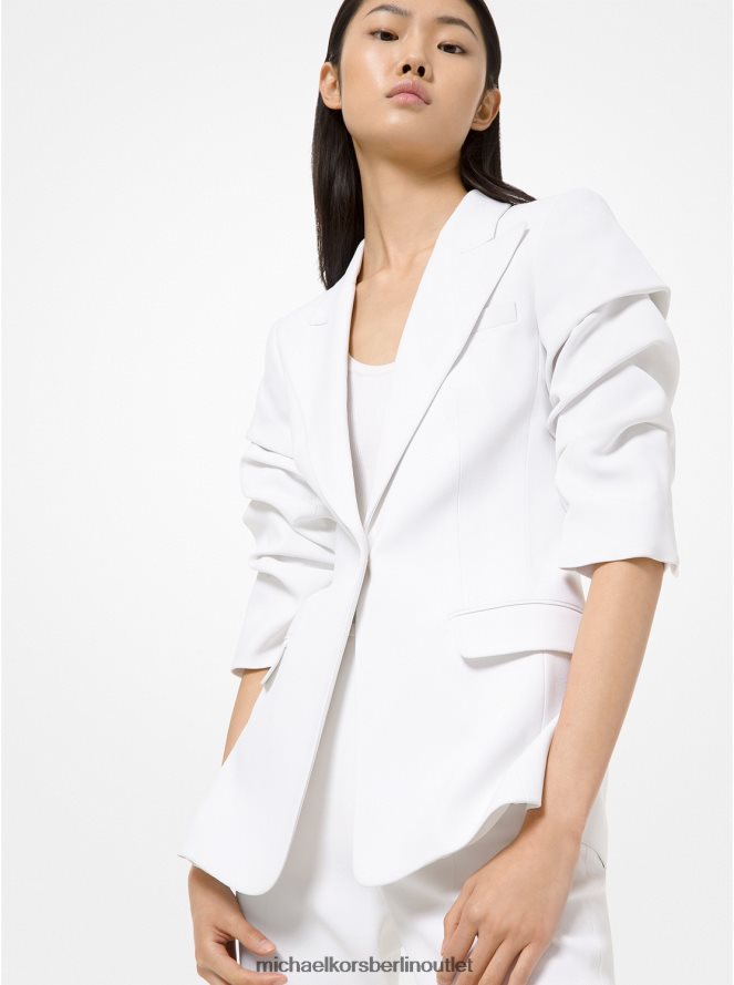 Kleidung de Michael Kors Frauen Doppel-Kreppzobel-Blazer mit gequetschten Ärmeln aus der Kollektion Optik weiß 404V223724
