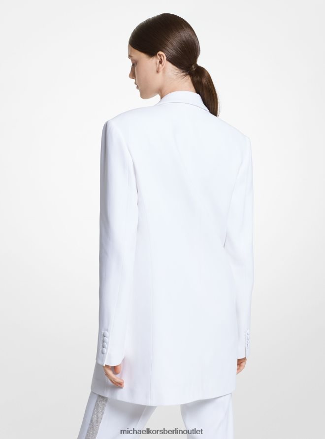 Kleidung de Michael Kors Frauen Handbestickter Blazer aus Doppelkrepp-Zobel-Kollektion mit Kristallen Optik weiß 404V223654