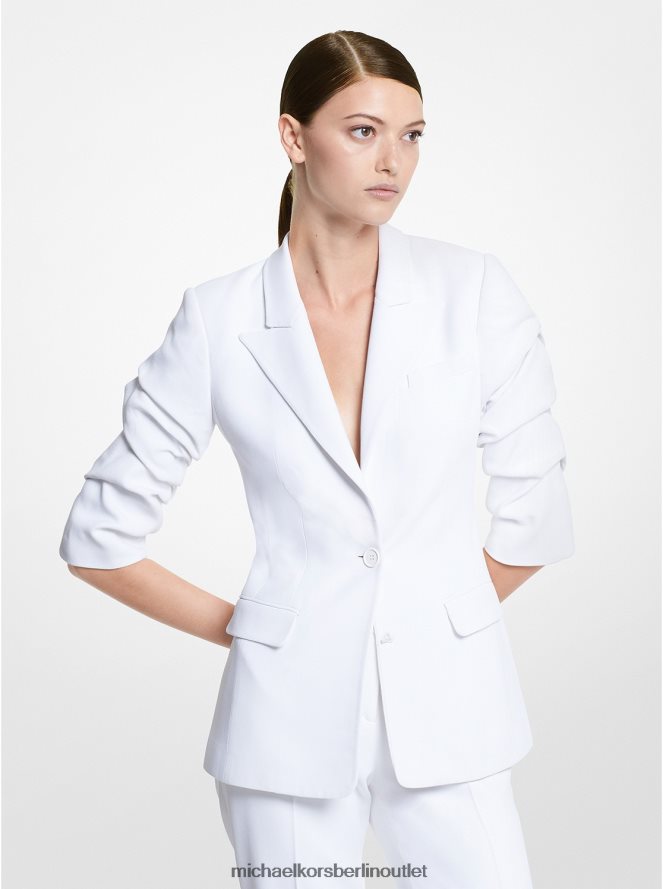 Kleidung de Michael Kors Frauen Kollektion: Cate-Blazer aus doppeltem Crêpe-Zobel mit gequetschten Ärmeln Optik weiß 404V223430