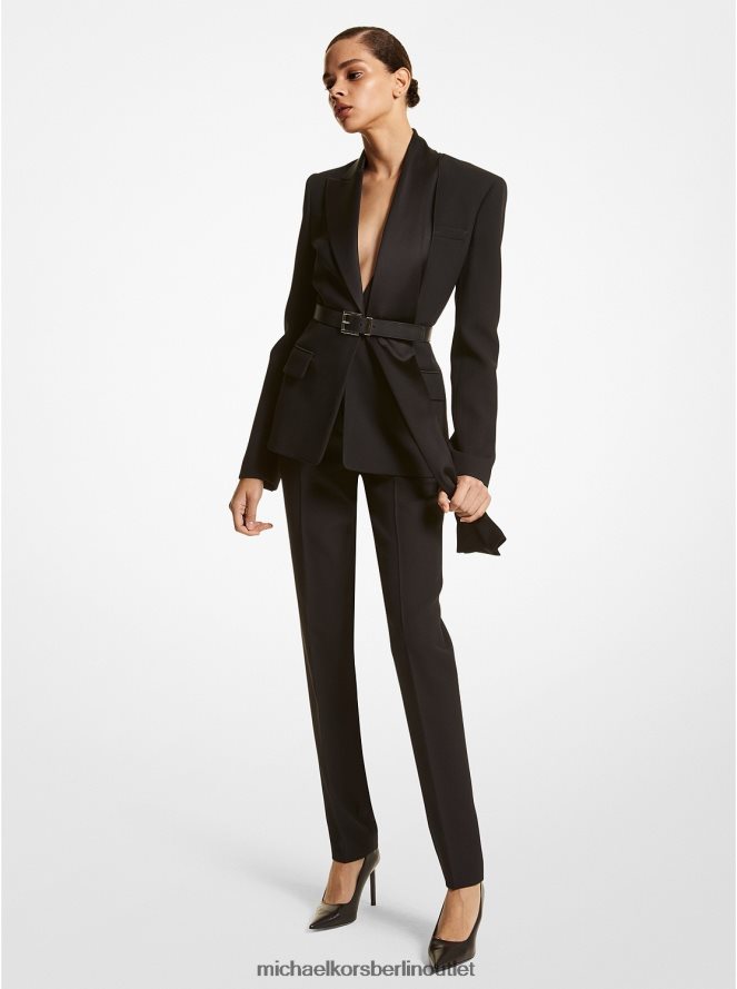 Kleidung de Michael Kors Frauen Kollektion Doppel-Crêpe-Sable-Schal-Blazer Schwarz 404V223761