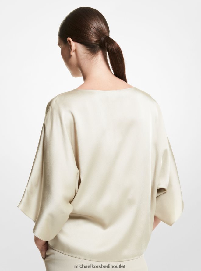 Kleidung de Michael Kors Frauen Kollektion Nikki Satin-Charmeuse-Bluse Stein 404V223664