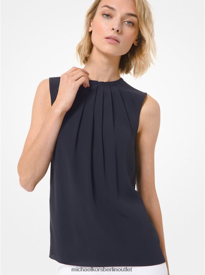 Kleidung de Michael Kors Frauen Kollektion mit plissierter Bluse aus Seidenmischung Marine 404V223707