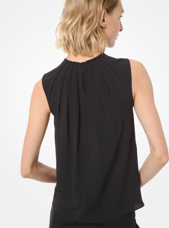 Kleidung de Michael Kors Frauen Kollektion mit plissierter Bluse aus Seidenmischung Schwarz 404V223705